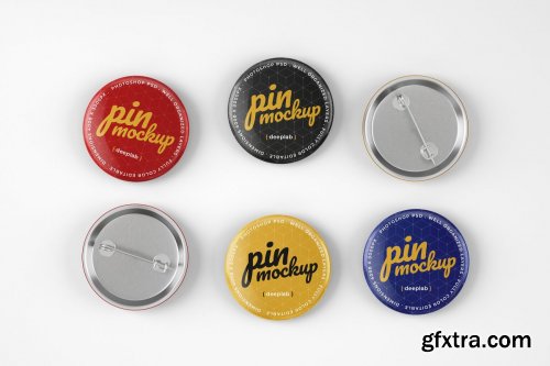 CreativeMarket - Glossy Button Pin Mockup Set 4489316