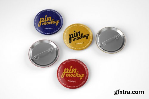 CreativeMarket - Glossy Button Pin Mockup Set 4489316