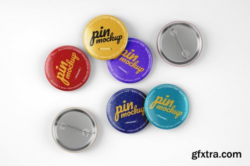 CreativeMarket - Glossy Button Pin Mockup Set 4489316