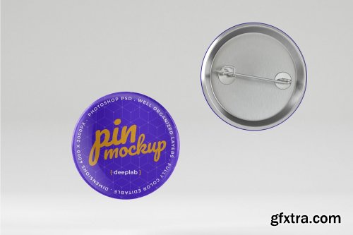 CreativeMarket - Glossy Button Pin Mockup Set 4489316