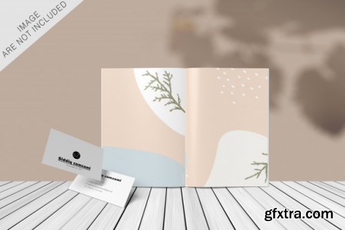 Book and business card mockup