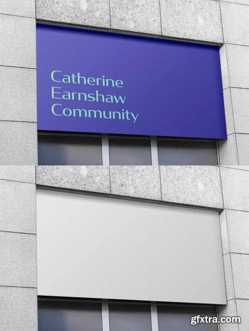  Entrance Sign Logo Mockup on Outdoor Wall 339617815