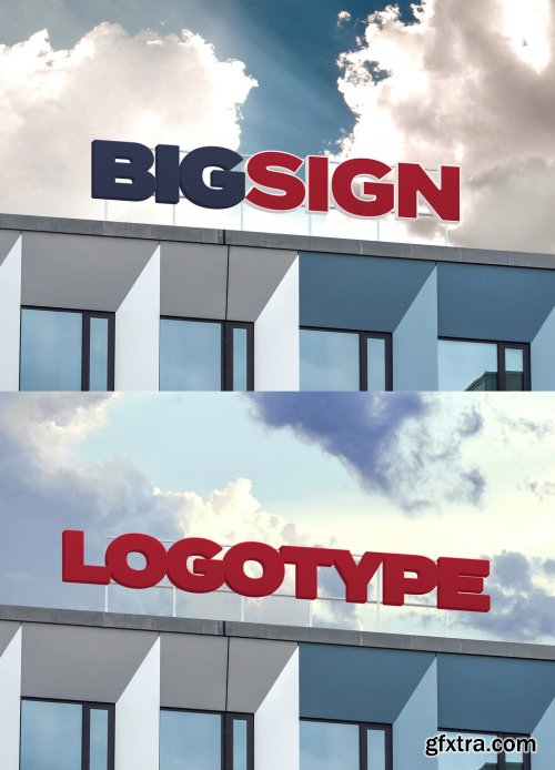 Big Sign Logo Mockup on Building Roof 339615671