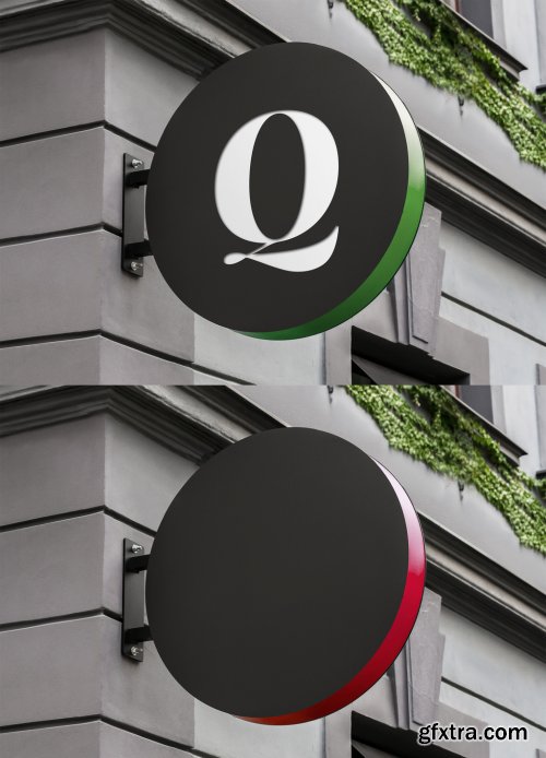 Round Outdoor Entrance Sign Logo Mockup Mount 339622809