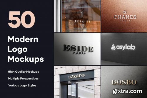 CreativeMarket - 50 Logo Mockup Branding Bundle - V3 4778393
