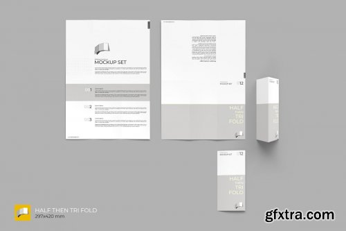 CreativeMarket - Folding Brochure Mockup Set 4409695