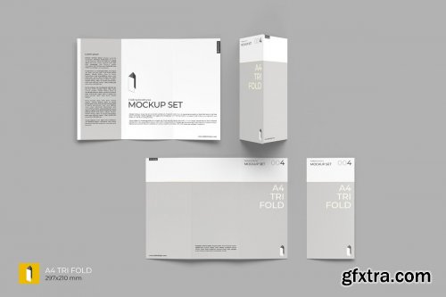 CreativeMarket - Folding Brochure Mockup Set 4409695