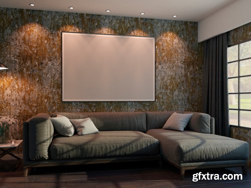 Living Room Horizontal Frame Mockup 343578317