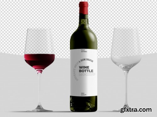Download Wine Bottle With Glasses Mockup Template Gfxtra