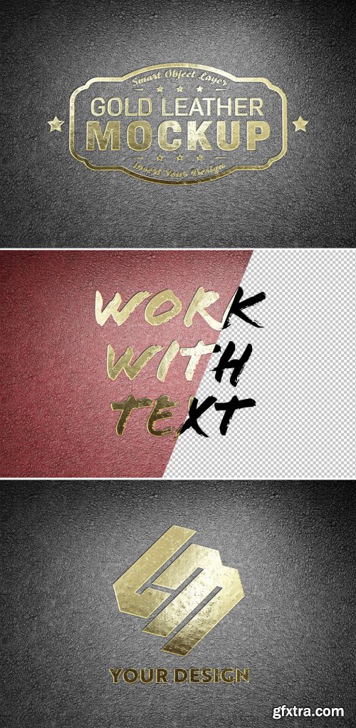 Embossed Gold Logo Mockup on Leather 343975918