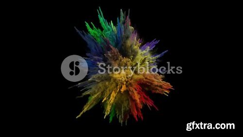Videoblocks - Animation of a colored explosion of a powder. 3D rendering | Video Loops