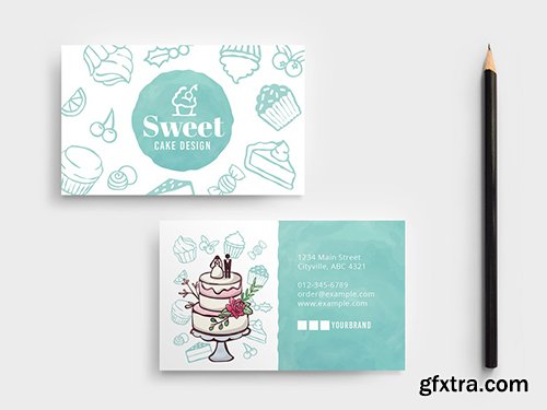Cake Shop Business Card Layout 341482586