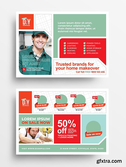 Diy Tool Supply Store Flyer Layout with Construction Theme 343578254