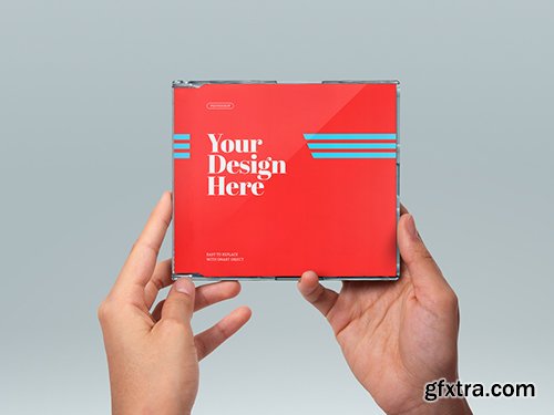 Hands Holding CD Case Mockup 342458164