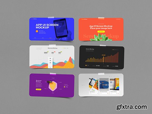 Landscape App UI Screen with Adhesive Tape Mockup 342459792