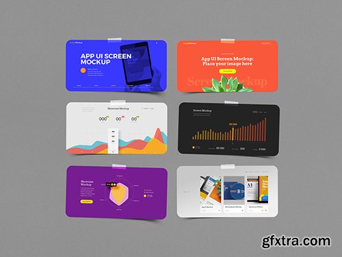 Landscape App UI Screen with Adhesive Tape Mockup 342459792 Landscape App UI Screen with Adhesive Tape Mockup 342459792