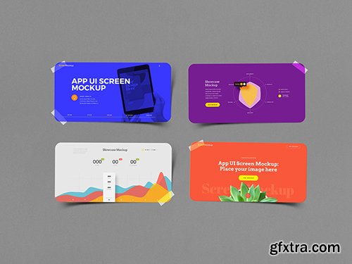 Landscape App UI Screen with Adhesive Tape Mockup 342459608 Landscape App UI Screen with Adhesive Tape Mockup 342459608