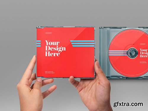 Hands Holding CD Case Mockup 342458149