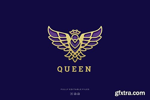 Luxury Queen Bird Line Art Logo