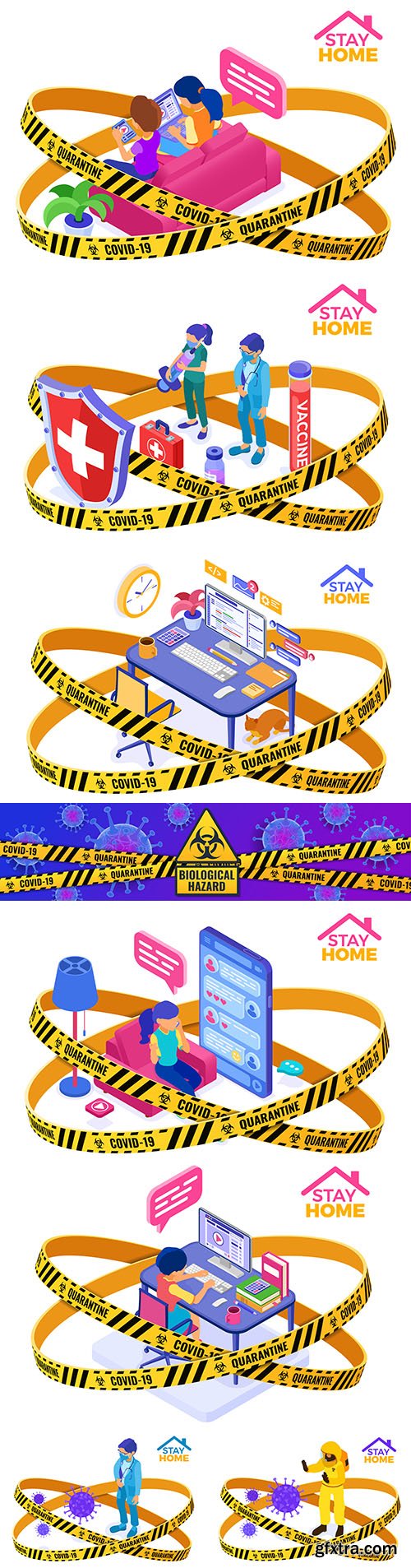 Covid-19 coronavirus quarantine stay and work at home
