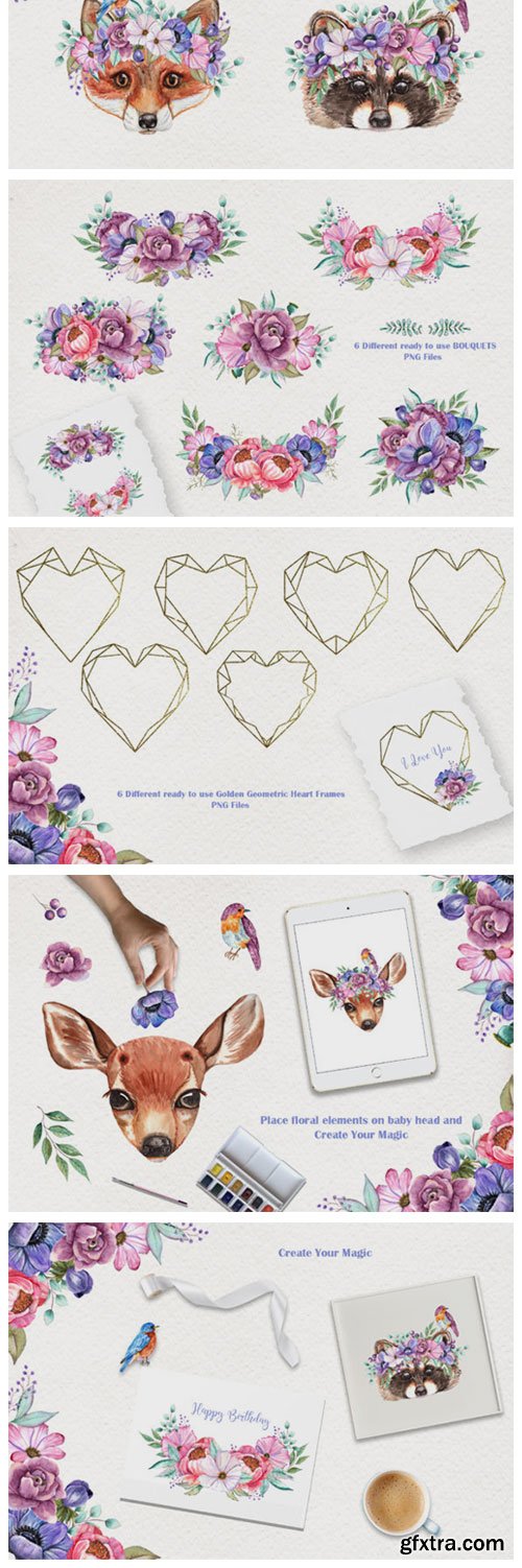 Watercolor Baby Animals and Flowers 4022199 Watercolor Baby Animals and Flowers 4022199