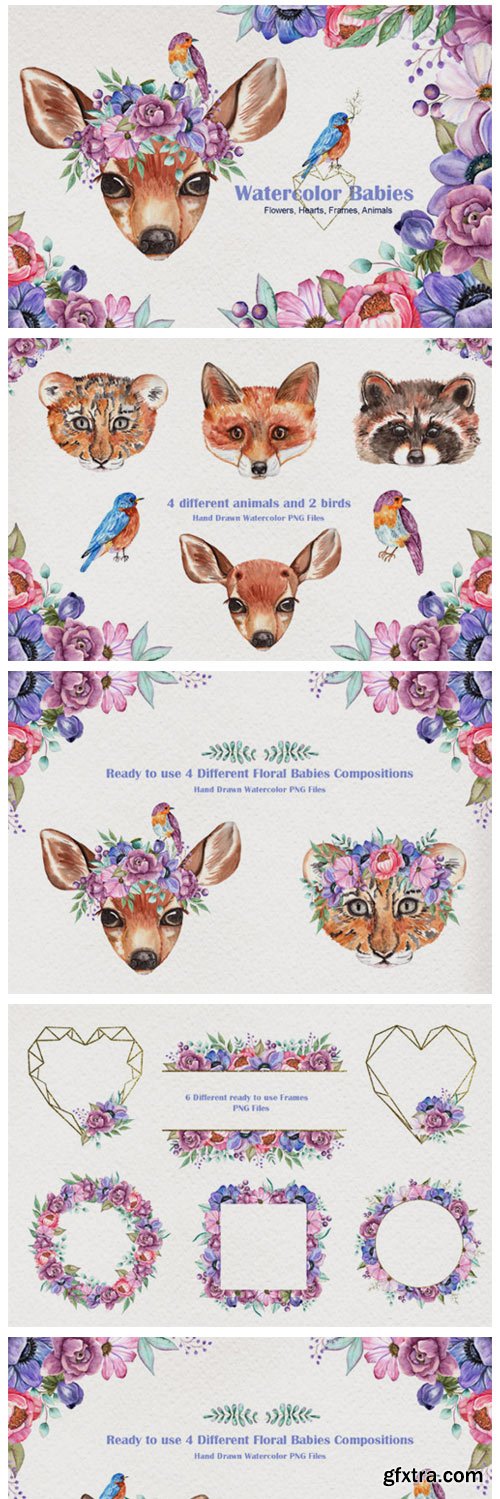 Watercolor Baby Animals and Flowers 4022199 Watercolor Baby Animals and Flowers 4022199