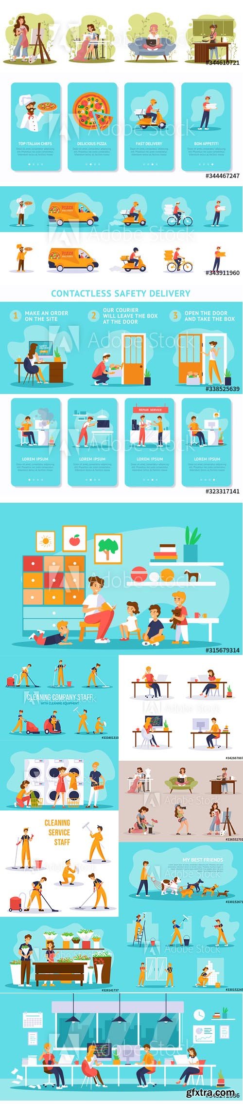 People of life situations and work Vector Illustrations
