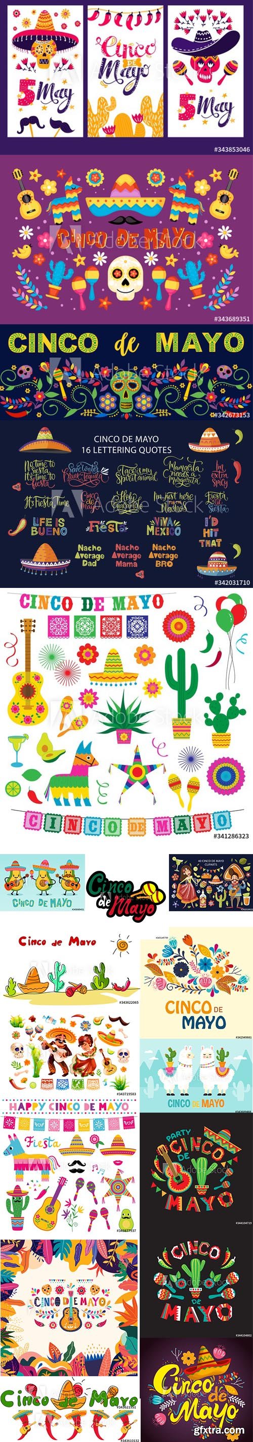 Mexican holiday Cinco de Mayo Vector Set