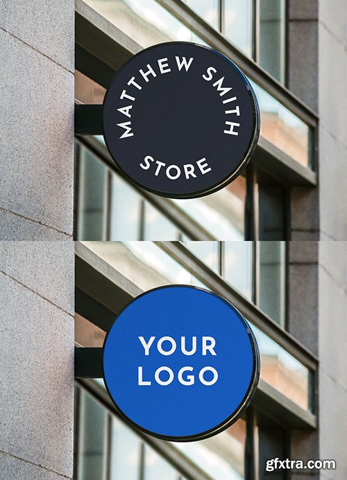 Round Mounted Entrance Sign Mockup 344300473