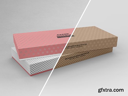 Stacked Medium Rectangular Box and Lid Mockup 341742956