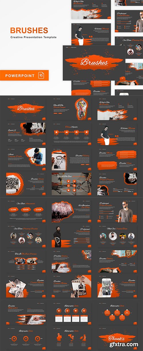 Brushes - Creative PowerPoint, Keynote, Google Slides Template