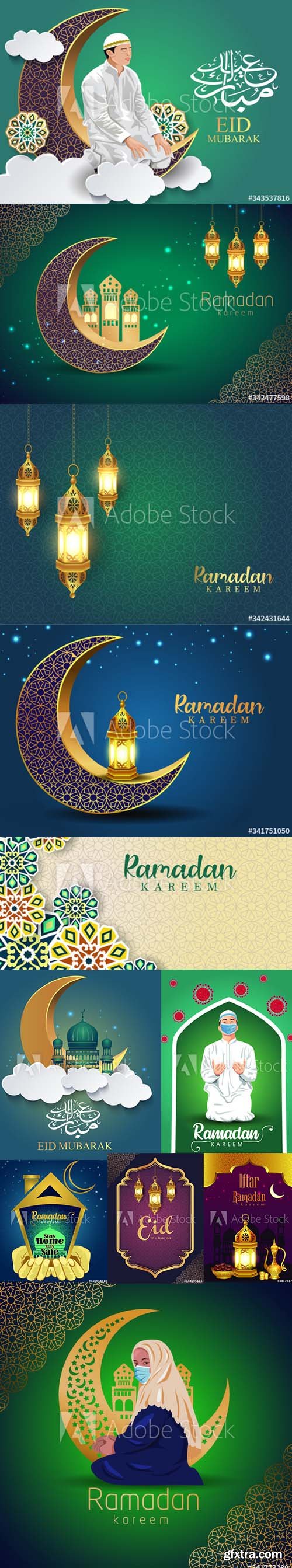 Ramadan Kareem vector illustration. Corona virus concept Vol 2