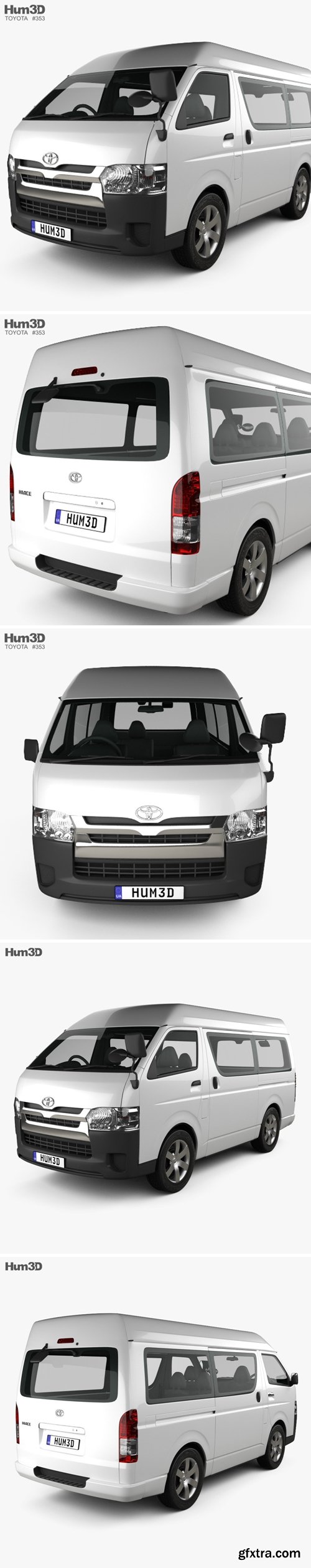 Toyota Hiace Passenger Van L1H3 DX 2013 3D model