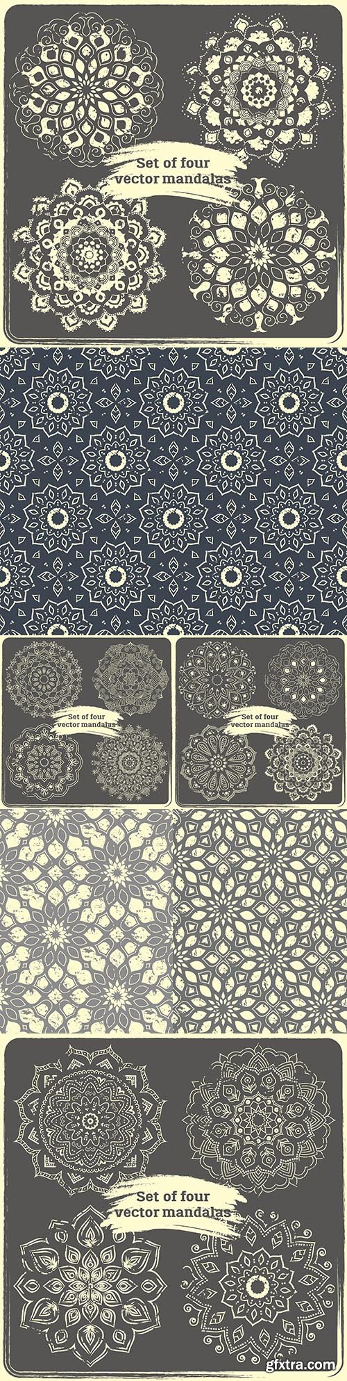 Painted mandala and seamless vintage elements in eastern style
