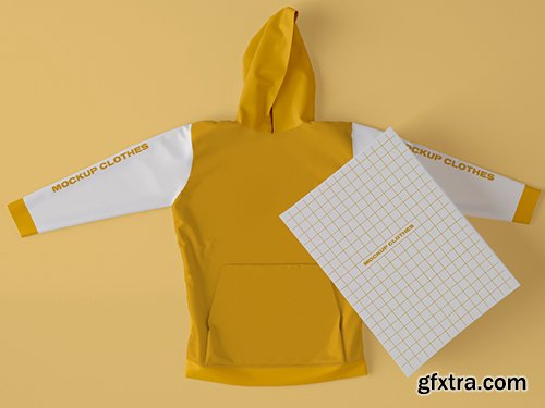Top View of Hoodie Sweatshirt with Box Mockup 346305167