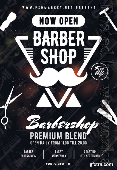 Barber shop event - Premium flyer psd template
