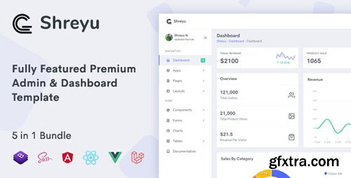 ThemeForest - Shreyu v1.0.2 - Admin & Dashboard, Angular, React, Vue and Laravel - 24920493