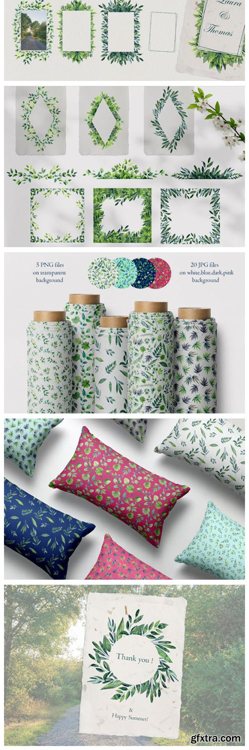 SUMMER GREEN Watercolor Clip Art 4071154 (4071148) SUMMER GREEN Watercolor Clip Art 4071154 (4071148)