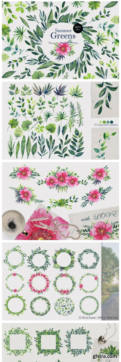 SUMMER GREEN Watercolor Clip Art 4071154 (4071148) SUMMER GREEN Watercolor Clip Art 4071154 (4071148)