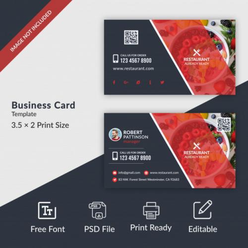 Restaurant Business Card Template Premium PSD