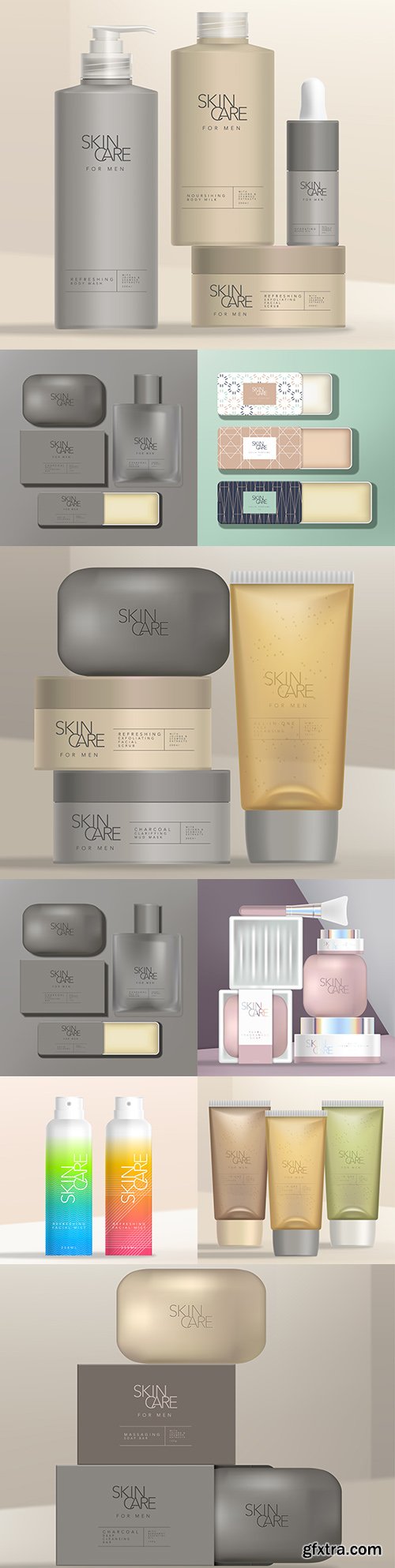 Skin care kit men's and women's toiletries design template 

