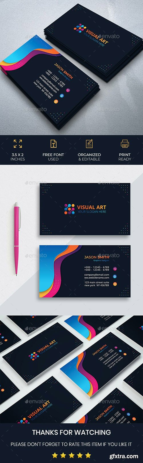 Modern Business Card with Colorful Shapes 26494123 Modern Business Card with Colorful Shapes 26494123