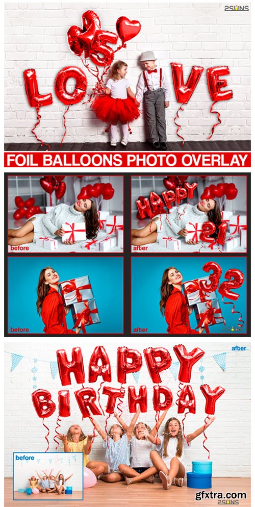 45 Foil Red Balloons Overlay 4083912