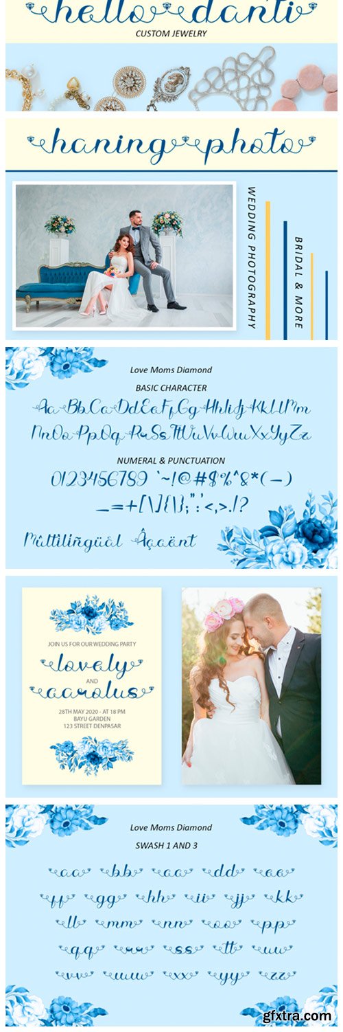 Love Moms Diamond Font