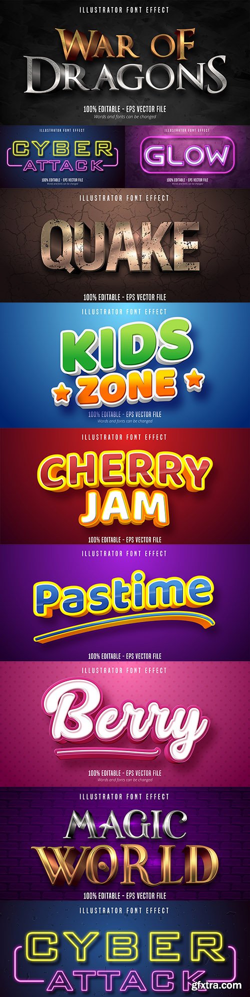 Editable font effect text collection illustration design 96
