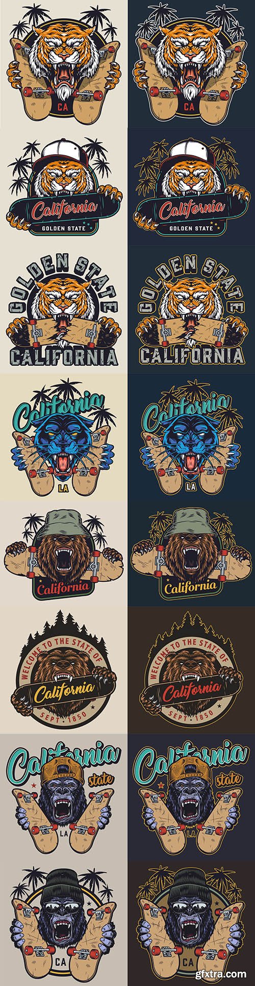 Vintage skateboarding with animals colorful print for clothes
Vintage skateboarding with animals colorful print for clothes