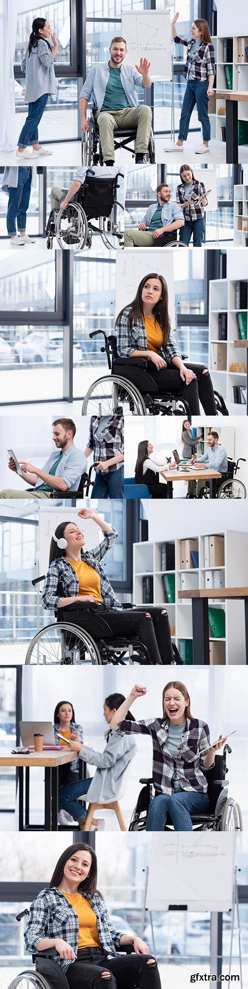 Business people with disabilities at work in office
Business people with disabilities at work in office