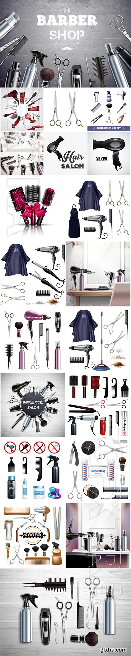 Barbershop hairdresser tools and accessories vector illustration Barbershop hairdresser tools and accessories vector illustration