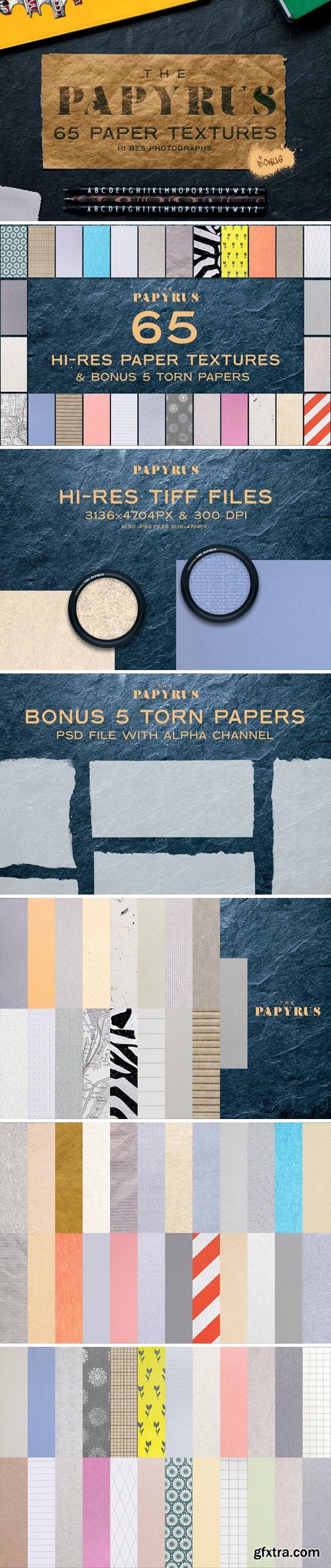 CreativeMarket - The Papyrus - 65 Paper Textures 4930218