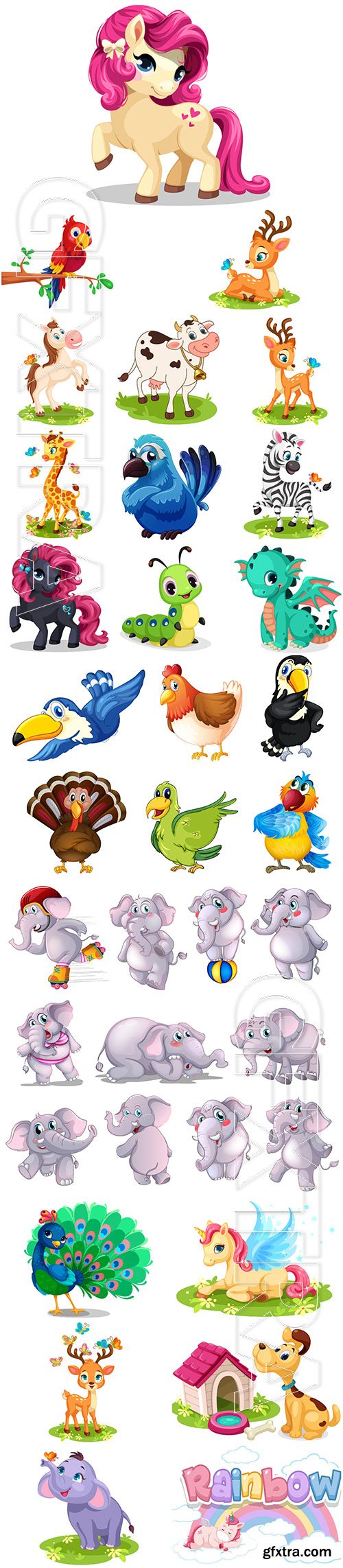 Set of cute animals vector illustration Set of cute animals vector illustration